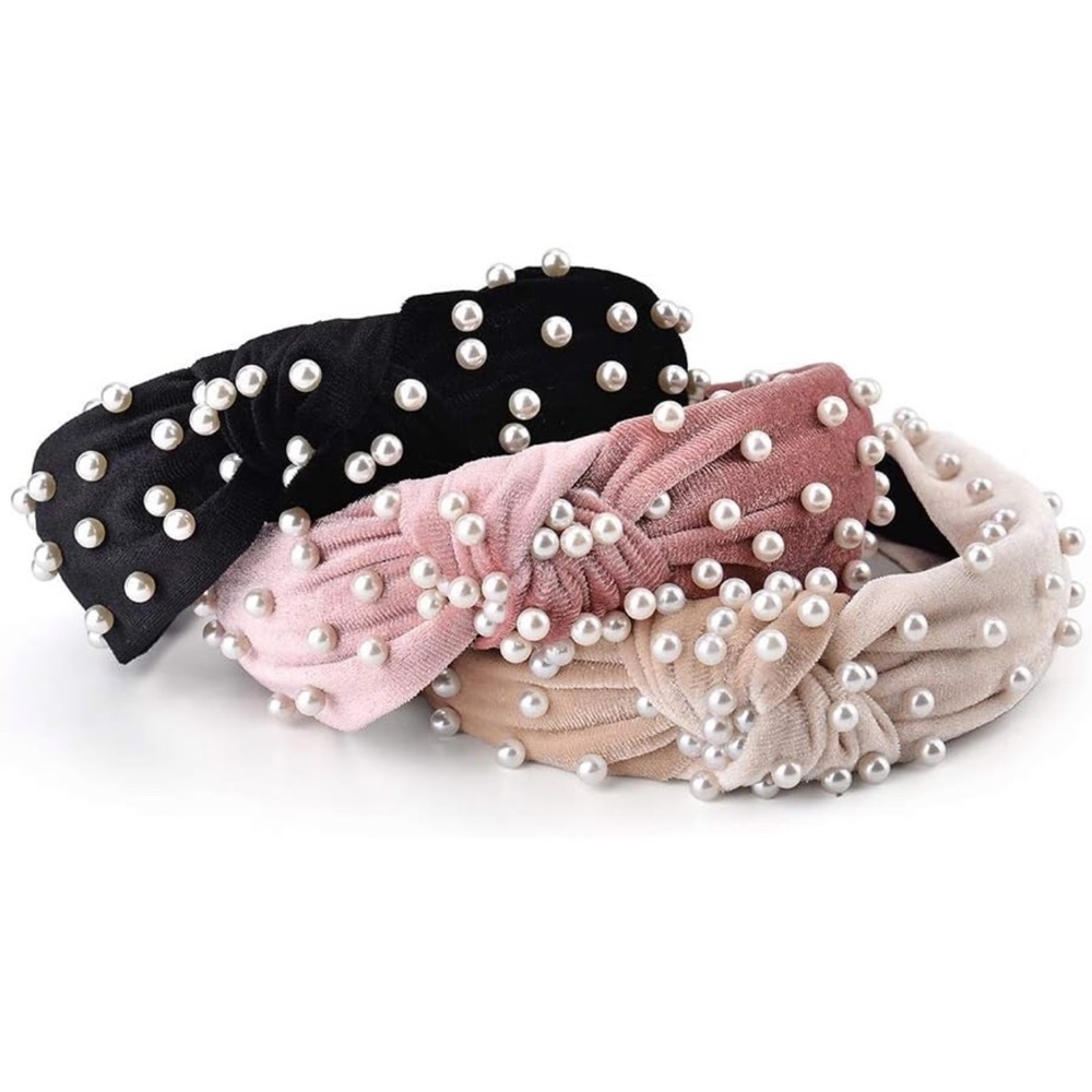 3 Pack Velvet Wide Headbands with Knot